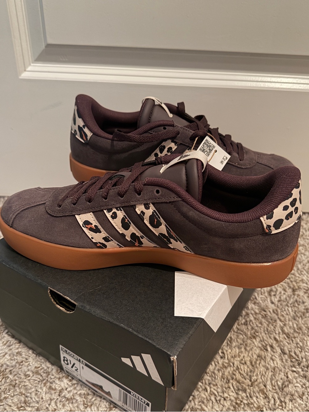 adidas Men’s Chocolate Brown Suede Sneakers with Leopard Stripes